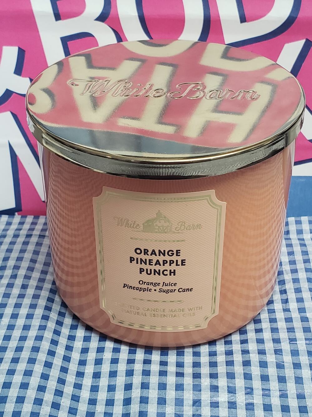 BBW Orange Pineapple Punch Shiny Orange Jar Large 3 Wick Candle Home Fragrance